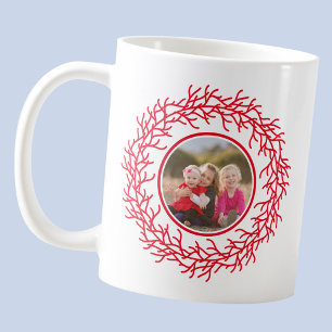 Red and White Wreath Photo Coffee Mug