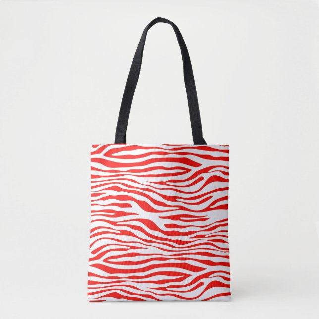 Red and White Zebra Tote Bag (Front)