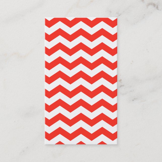 Red and White Zig Zag Business Card (Front)