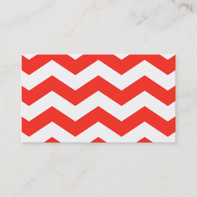 Red and White Zig Zags Business Card (Front)
