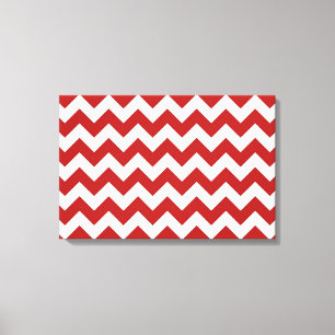 Red and White Zigzag Canvas Print