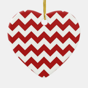 Red and White Zigzag Ceramic Tree Decoration