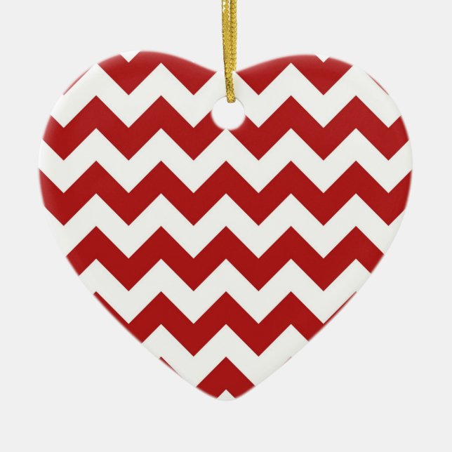 Red and White Zigzag Ceramic Tree Decoration (Front)