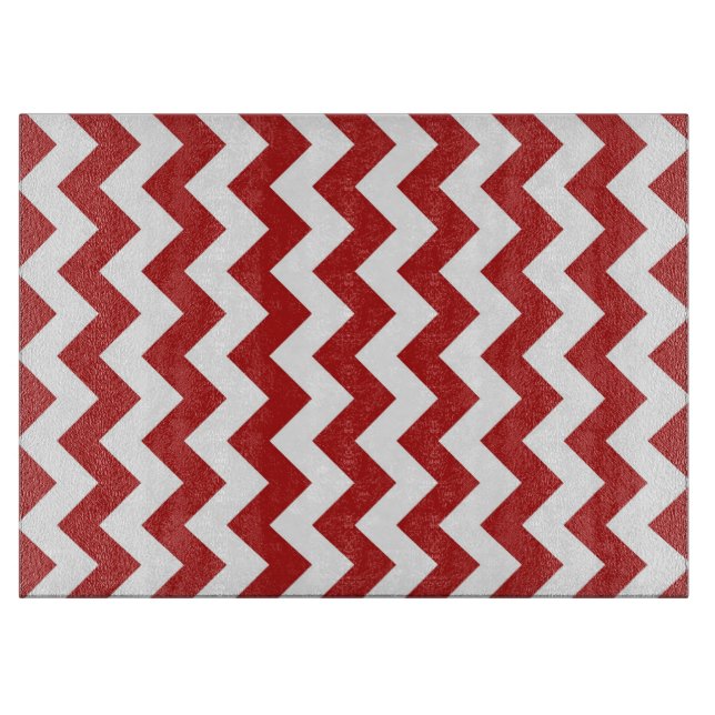 Red and White Zigzag Cutting Board (Front)