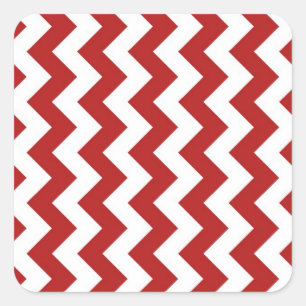 Red and White Zigzag Square Sticker