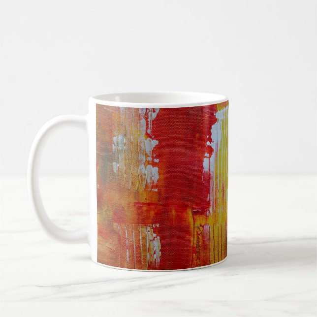 Red and yellow abstract painting coffee mug (Left)