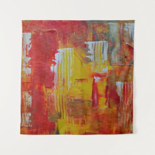 Red and yellow abstract painting tapestry