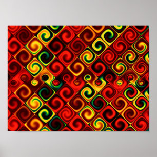 Red and Yellow Abstract Pattern Poster