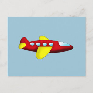 Red and Yellow Aeroplane Postcard