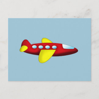 Red and Yellow Aeroplane Postcard