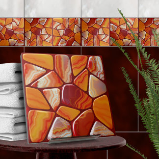 Red and Yellow agate stones mosaic Tile
