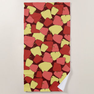 Red and Yellow Apples Pattern  Beach Towel