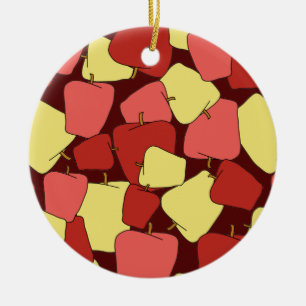 Red and Yellow Apples Pattern Canvas Print Ceramic Tree Decoration