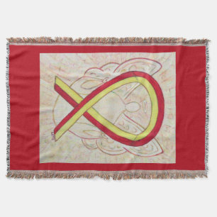 Red and Yellow Awareness Ribbon Angel Blanket