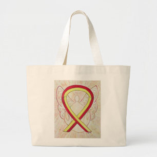 Red and Yellow Awareness Ribbon Custom Tote Bag