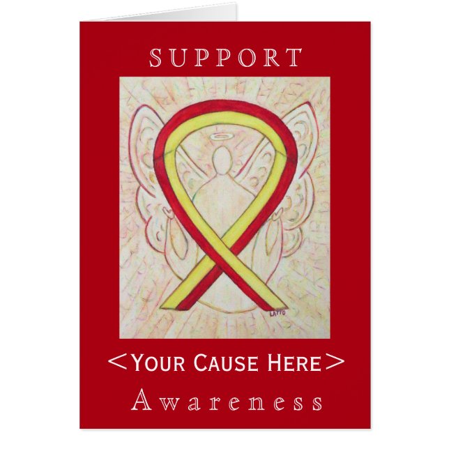 Red and Yellow Awareness Ribbon Customised Card (Front)
