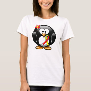 Red and Yellow Awareness Ribbon Penguin T-Shirt