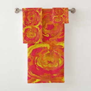 Red and Yellow Bath Towel Set