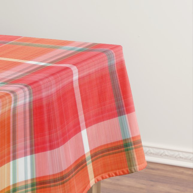 Red and Yellow Cheery Plaid Tablecloth (In Situ)