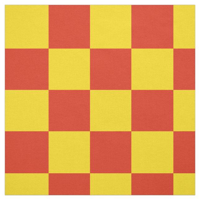 Red and yellow chequerboard pattern fabric (Swatch)