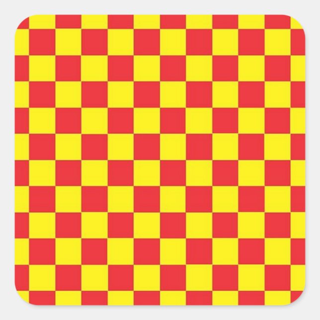 Red and Yellow Chequered CUSTOMIZABLE STICKER (Front)