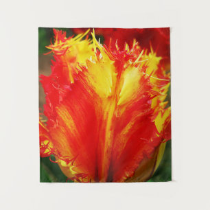 Red And Yellow Close-up Curly Tulip Tapestry