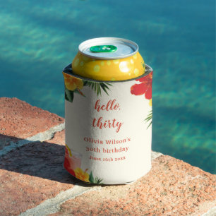 Red and Yellow Cocktail Birthday Party Can Cooler
