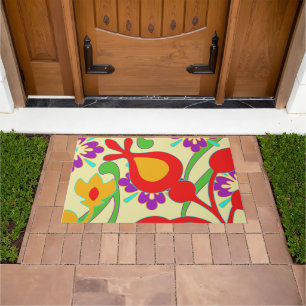 Red And Yellow Colourful Modern Abstract  Door Mat