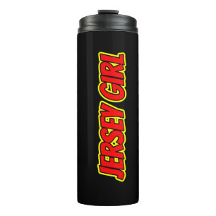 Red and Yellow Comic Jersey Girl   Thermal Tumbler
