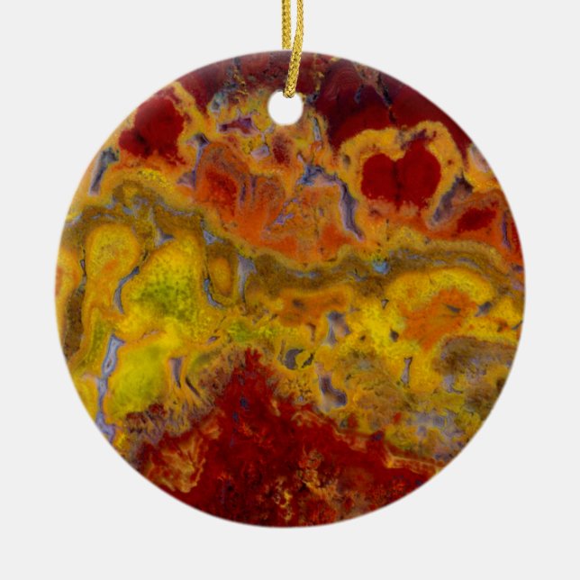 Red and yellow Crayloa Jasper Ceramic Tree Decoration (Front)