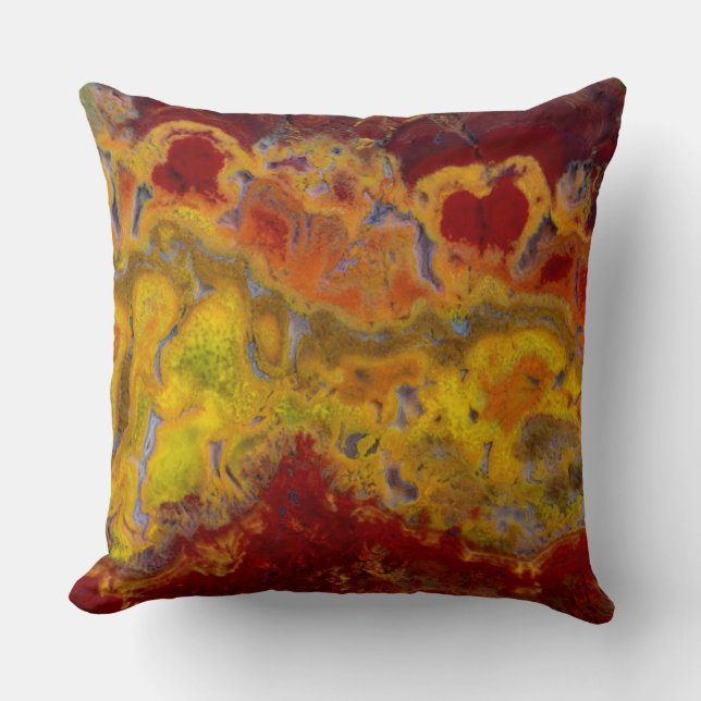 Red and yellow Crayloa Jasper Cushion (Front)
