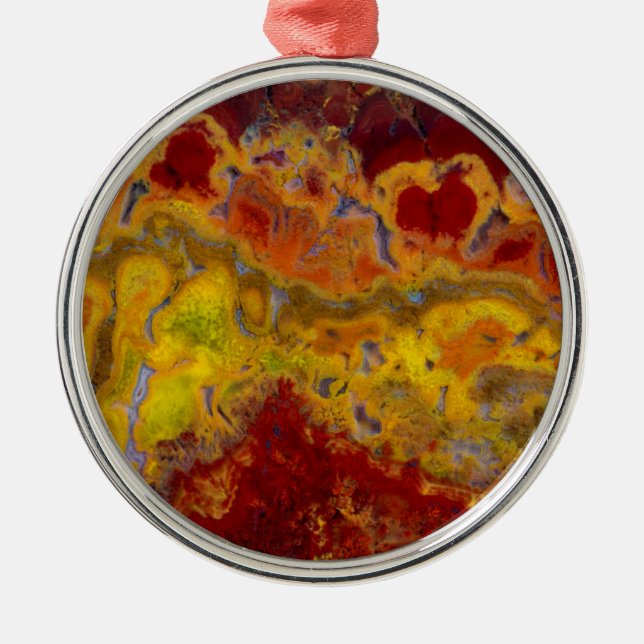 Red and yellow Crayloa Jasper Metal Tree Decoration (Front)
