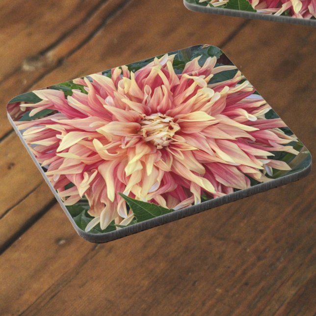 Red and Yellow Dahlia Floral Coaster (In Situ)