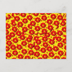 Red and yellow dahlia flowers holiday postcard