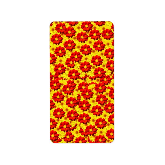 Red and yellow dahlia flowers  label (Front)