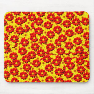 Red and yellow dahlia flowers mouse pad