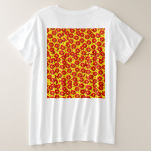 Red and yellow dahlia flowers pattern plus size T-Shirt