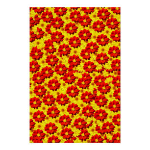 Red and yellow dahlia flowers poster