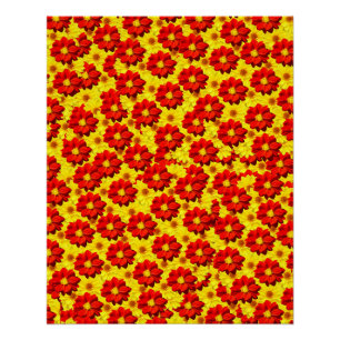 Red and yellow dahlia flowers poster
