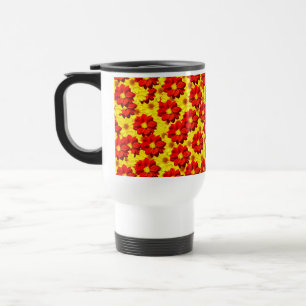 Red and yellow dahlia flowers travel mug