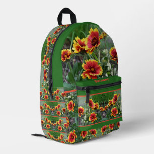 Red And Yellow Daisy Blanket Flower Personalised Printed Backpack