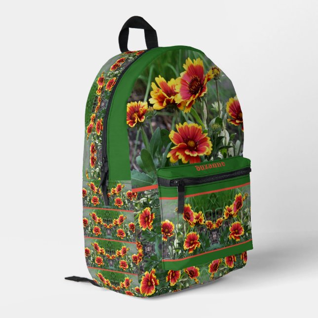 Red And Yellow Daisy Blanket Flower Personalised Printed Backpack (Back Corner Left)