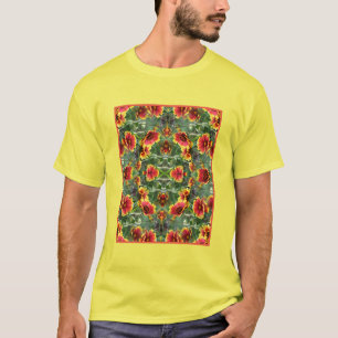 Red And Yellow Daisy Flowers Abstract  T-Shirt