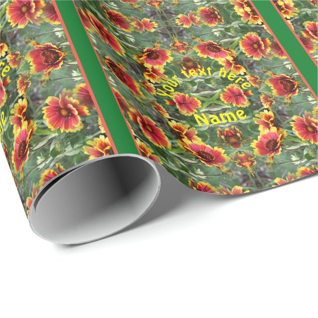 Red And Yellow Daisy Flowers Personalised Wrapping Paper (Roll Corner)