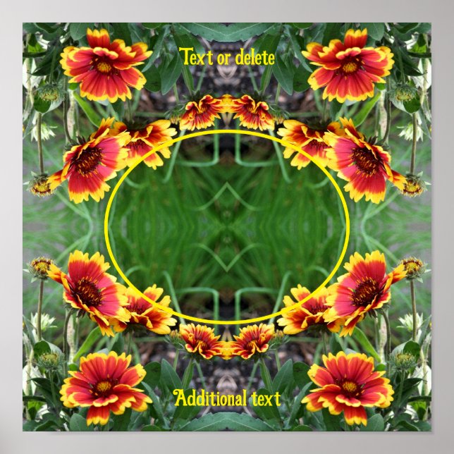 Red And Yellow Daisy Frame Create Your Own Photo Poster (Front)