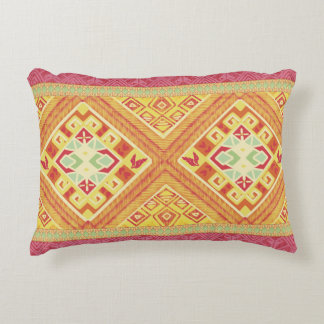 Red and Yellow Feathers Accent Pillow