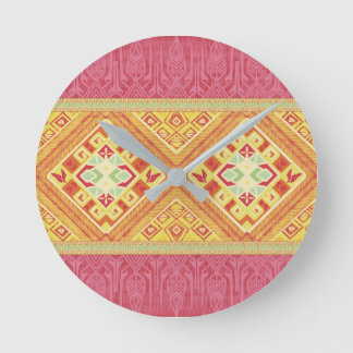 Red and yellow Feathers  Round Clock