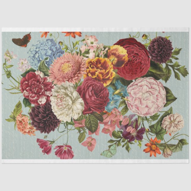 Red and yellow -floral-bouquet decoupage  tissue paper (Front)