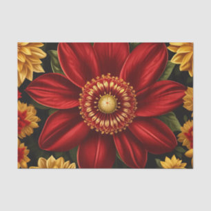 Red And Yellow Floral Tissue Paper