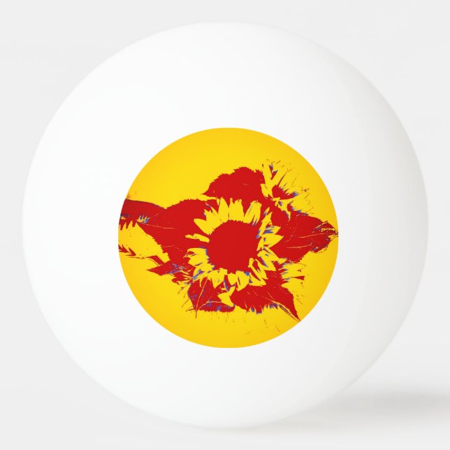 Red and yellow flower ping pong ball (Front)